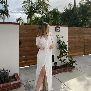 DISSH Ribbed White Button Down Dress